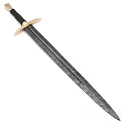 Handmade Damascus Steel Battle Viking Sword With Leather Sheath