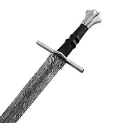 Handmade Damascus Steel Meireval Templar Sword With Leathe Sheath