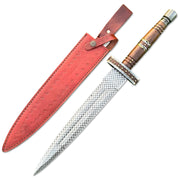 20" Handmade Stainless Steel Double Edge Dagger Knife With Leather Sheath