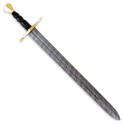 Handmade Damascus Steel Medieval European Arming Sword With Leather Sheath