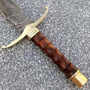 Custom Handmade Damascus Steel Battle Sword With Leather Sheath - propswords