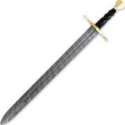 Handmade Damascus Steel Medieval European Arming Sword With Leather Sheath