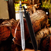 Damascus Steel Viking Sword Gift for Birthday Medieval Sword Anniversary Gift for Husband Groomsmen Gift Christmas Gift - propswords