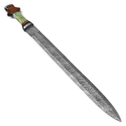 Handmade Damascus Steel Gladiator Spatha Sword With Leather Sheath