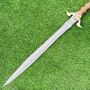 Custom Handmade Damascus Steel Sword, Viking Sword, Medieval Sword, Historical Sword With Leather Sheath - propswords