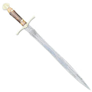 Handmade Damascus Steel Viking Sword, Medieval Sword With Leather Sheath - propswords