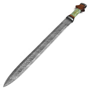 Handmade Damascus Steel Gladiator Spatha Sword With Leather Sheath