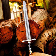 Damascus Steel Viking Sword Gift for Birthday Medieval Sword Anniversary Gift for Husband Groomsmen Gift Christmas Gift - propswords