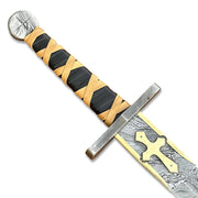 Custom Handmade Damascus Steel Viking Sword, Long Sword With Leather Sheath - propswords