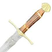 Handmade Damascus Steel Viking Sword, Medieval Sword With Leather Sheath - propswords