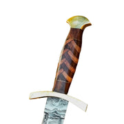 Handmade Damascus Steel Viking Sword With Leather Sheath