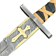 Custom Handmade Damascus Steel Viking Sword, Long Sword With Leather Sheath - propswords