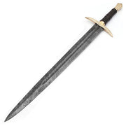 Handmade Damascus Steel Battle Viking Sword With Leather Sheath