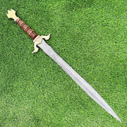 Custom Handmade Damascus Steel Sword, Viking Sword, Medieval Sword, Historical Sword With Leather Sheath - propswords