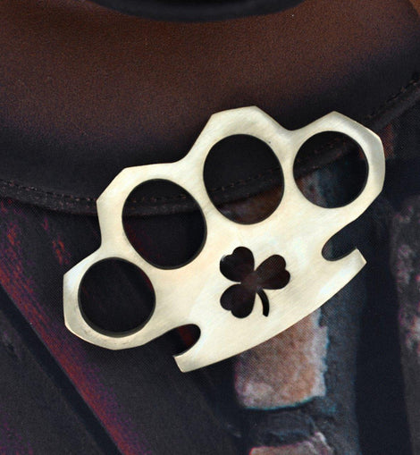 Shamrock Clover 100% Pure Brass Knuckle Novelty Paper Weight