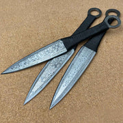 Pack of 3 Damascus Throwing Kunai Knife, Sharp Throwers - 12 Inches