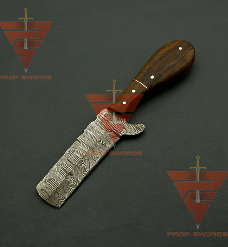 Hand Forged Damascus Hunting Knife, Damascus Knife Personalized Camping Knife,Rosewood Handle with Leather Sheath