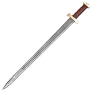 Handmade Damascus Steel Viking Warrior Sword With Leather Sheath