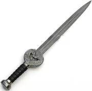 Custom Handmade Damascus Steel VIKING SWORD With Leather Sheath - propswords