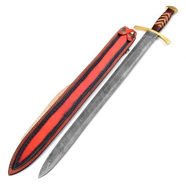 Handmade Damascus Steel Brute Elja Pattern Historical Inspired Replica Sword