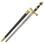34" Gold Medieval Ceremonial Sword with Star of David and Scabbard – Stainless Steel Display Sword for Collectors, LARP, Renaissance, and Cosplay