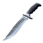 15" Handmade Damascus Steel Rat-Tail Bowie Hunting Knife Micarta Handle With Leather Sheath