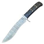 14" Handmade Damascus Steel Full Tang Bowie Machete Knife With Leather Sheath-Hunting, Camping, Outdoor, Fishing