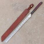 28" Handmade Damascus Steel Hunting Machete With Sheath | Best For Hunting Skinning and Camping