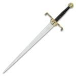 Sword Of Dragons Fantasy Sword And Scabbard - 1065 Carbon Steel Blade, Antiqued Brass Pommel And Guard