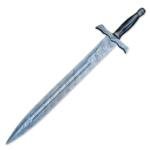 30" Handmade Damascus Steel Rat Tail Hunting Sword With Leather Sheath