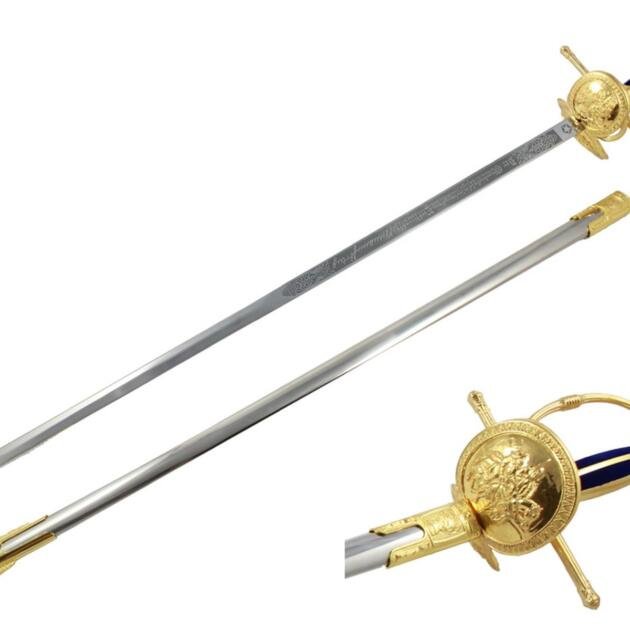 Handmade Double Head Sword, Quixote Rapier Renaissance Spanish Musketeer Sword Black&Gold Edition