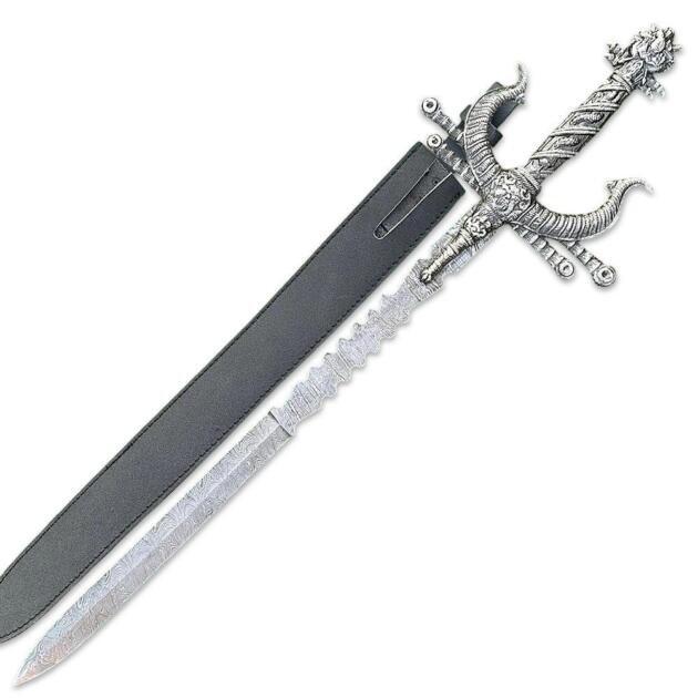 Handmade Damascus Steel Viking Master Sword With Leather Sheath