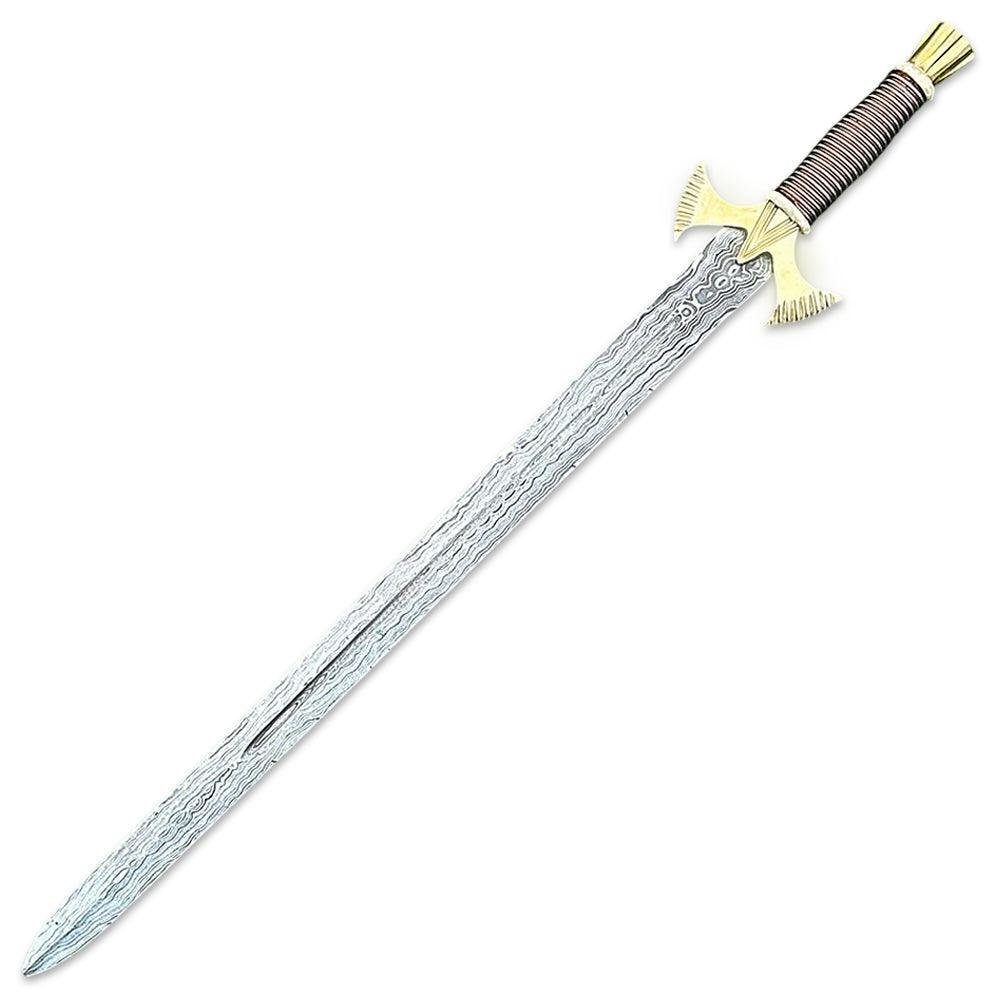Custom Handmade Damascus Steel Combat Hunting Sword. Long Sword, Double Edge Sword, Viking Sword With Leather Sheath - Image 2