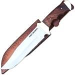 14" Stainless Steel Full Tang Bowie Knife Wood Handle Outdoor, Camping, Fishing With Leather Sheath