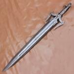 40" Hand Forged Damascus Steel Rat-Tail Batman Sword With Leather Sheath