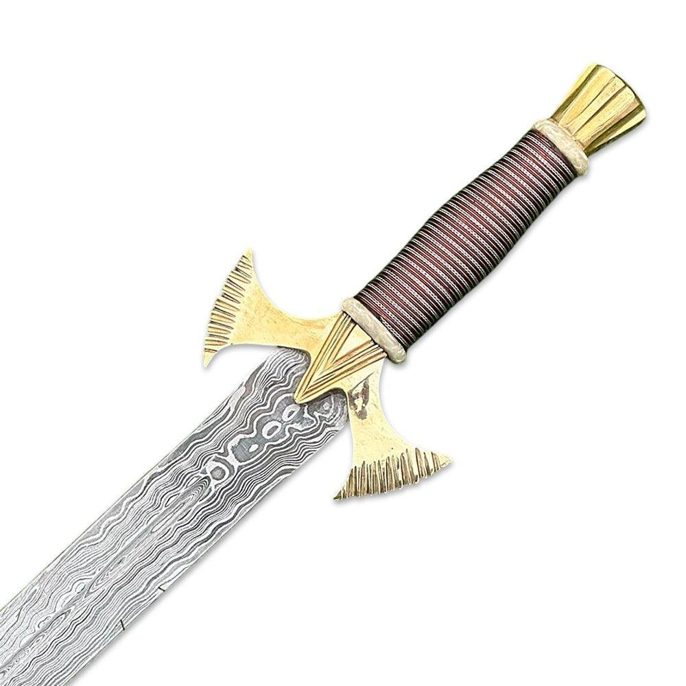 Custom Handmade Damascus Steel Combat Hunting Sword. Long Sword, Double Edge Sword, Viking Sword With Leather Sheath - Image 4
