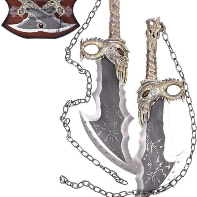 God of War Kratos' Blades of Chaos 21" Metal Replica Swords – Realistic Cosplay Prop