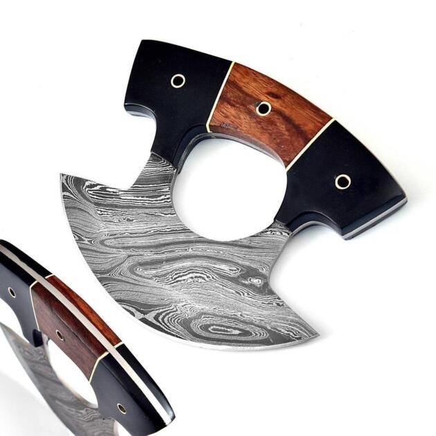 Live for Food Ulu Damascus Kitchen Camping Knife | Chef’s Skinner with Stand