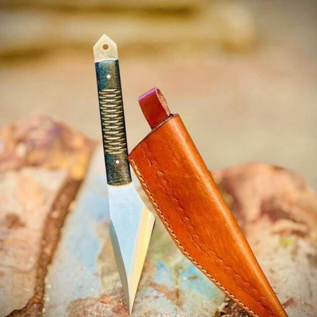 Handmade Stainless Steel Full Tang Kiridashi Knife With Sheath -  Micarta Handle