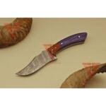 Artisan Damascus Steel Hunting Knife - Exquisite Wood Handgrip - Perfect Present for Him - Complete with Genuine Leather Sheath