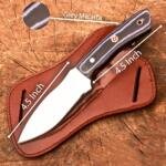 9 Inch Fixed Blade Hunting Knife with Grey Micarta Handle, Full Tang Stainless Steel Skinner Bushcraft Knife, Leather Sheath Included, Outdoor Survival Camping