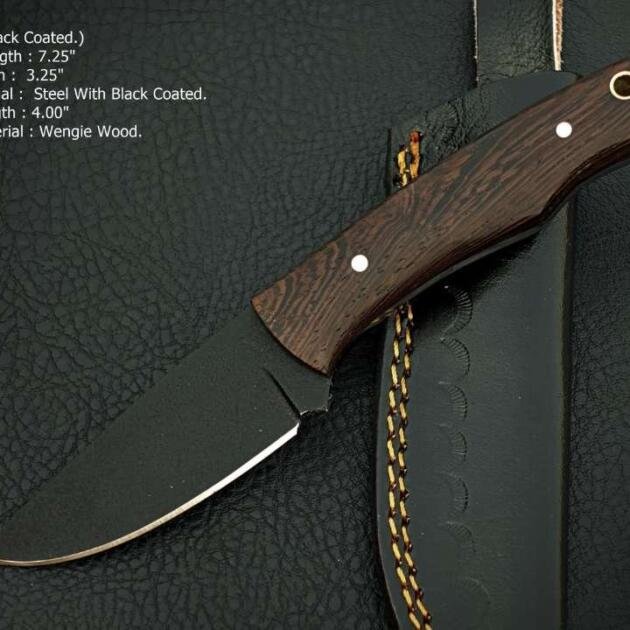 Handmade Stainless Steel Full Tang Bush Craft Hunting Skinner Knife with Leather Sheath – Wood Handle