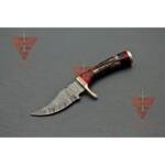 6 inches Handmade Stag Horn Hunting Knife - Crafted with Premium Damascus Steel and Complete with a Leather Sheath