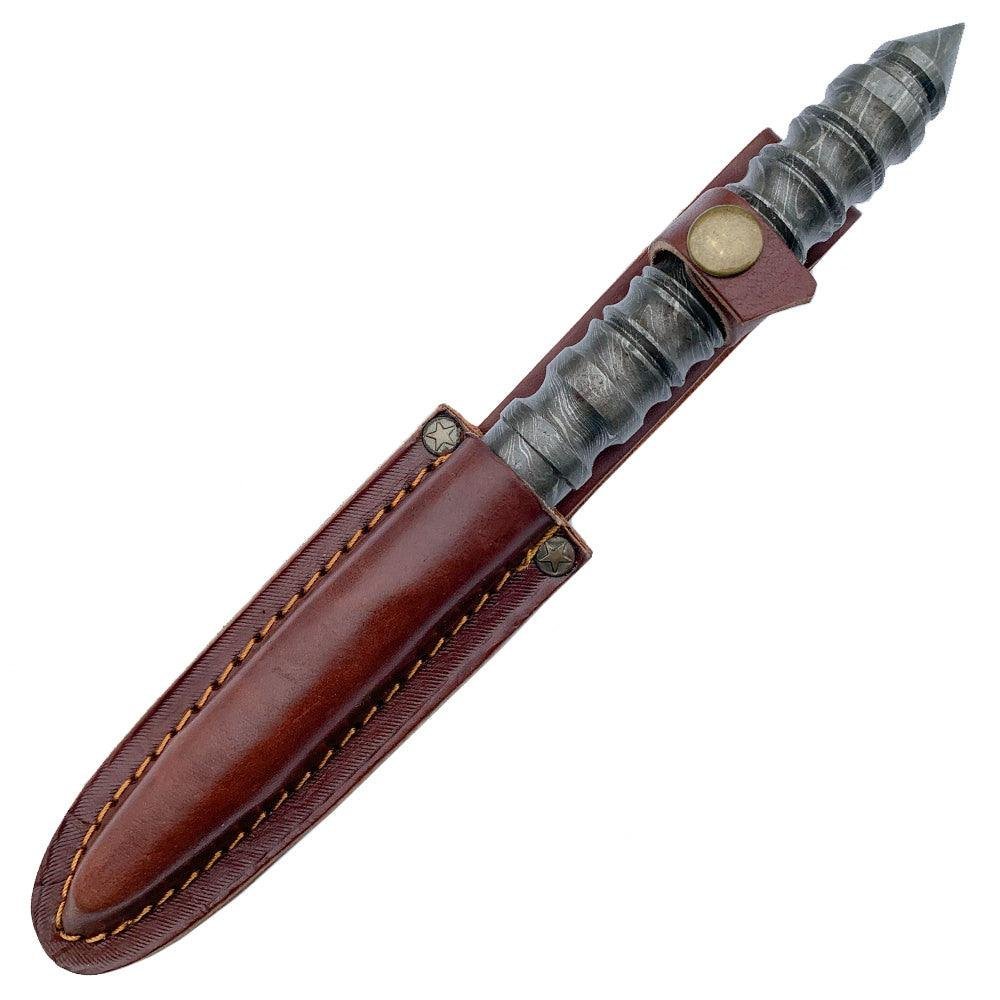 Handmade Damascus Blade Steel Cyclone Tri-Edged Spiraling Dagger Knife - Image 2