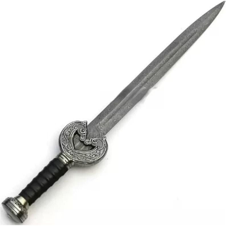 Custom Handmade Damascus Steel VIKING SWORD With Leather Sheath - Image 3
