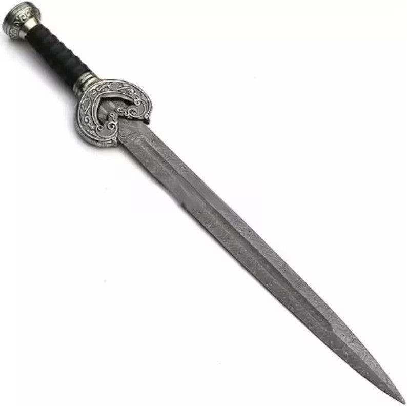 Custom Handmade Damascus Steel VIKING SWORD With Leather Sheath - Image 2