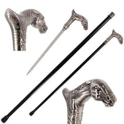 Horse Artisan Intricate Carved Gentleman's Cane Sword