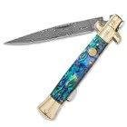 KISSING CRANE GENUINE ABALONE DAMASCUS STILETTO KNIFE - Image 3