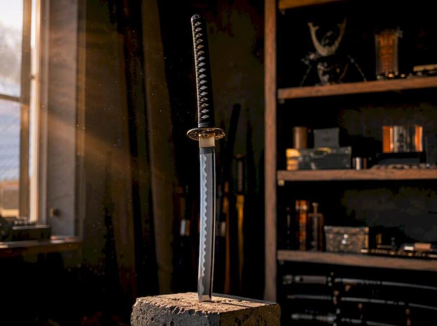 Close-up of Masamune replica blade detail